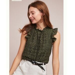 Maeve Anthropologie Angelica blouse flutter sleeve